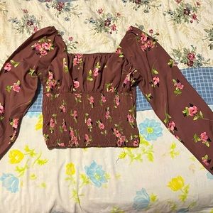 Long sleeve flower print top